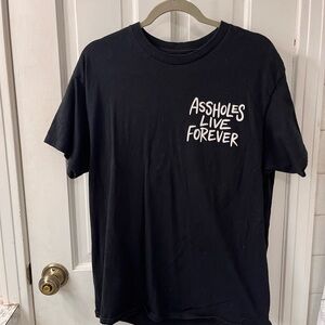 Men’s Black Tee with Bold Graphic by Assholes Live Forever